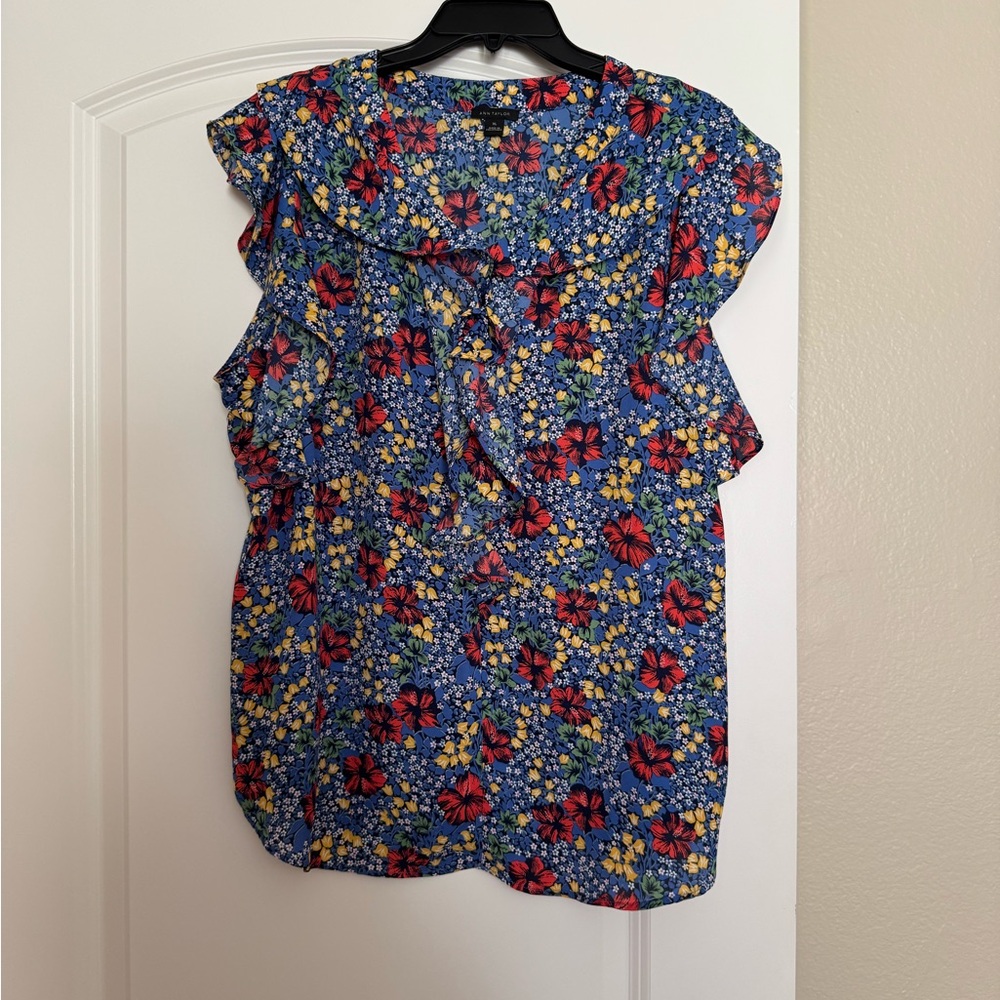 Ann Taylor Blue Floral Blouse